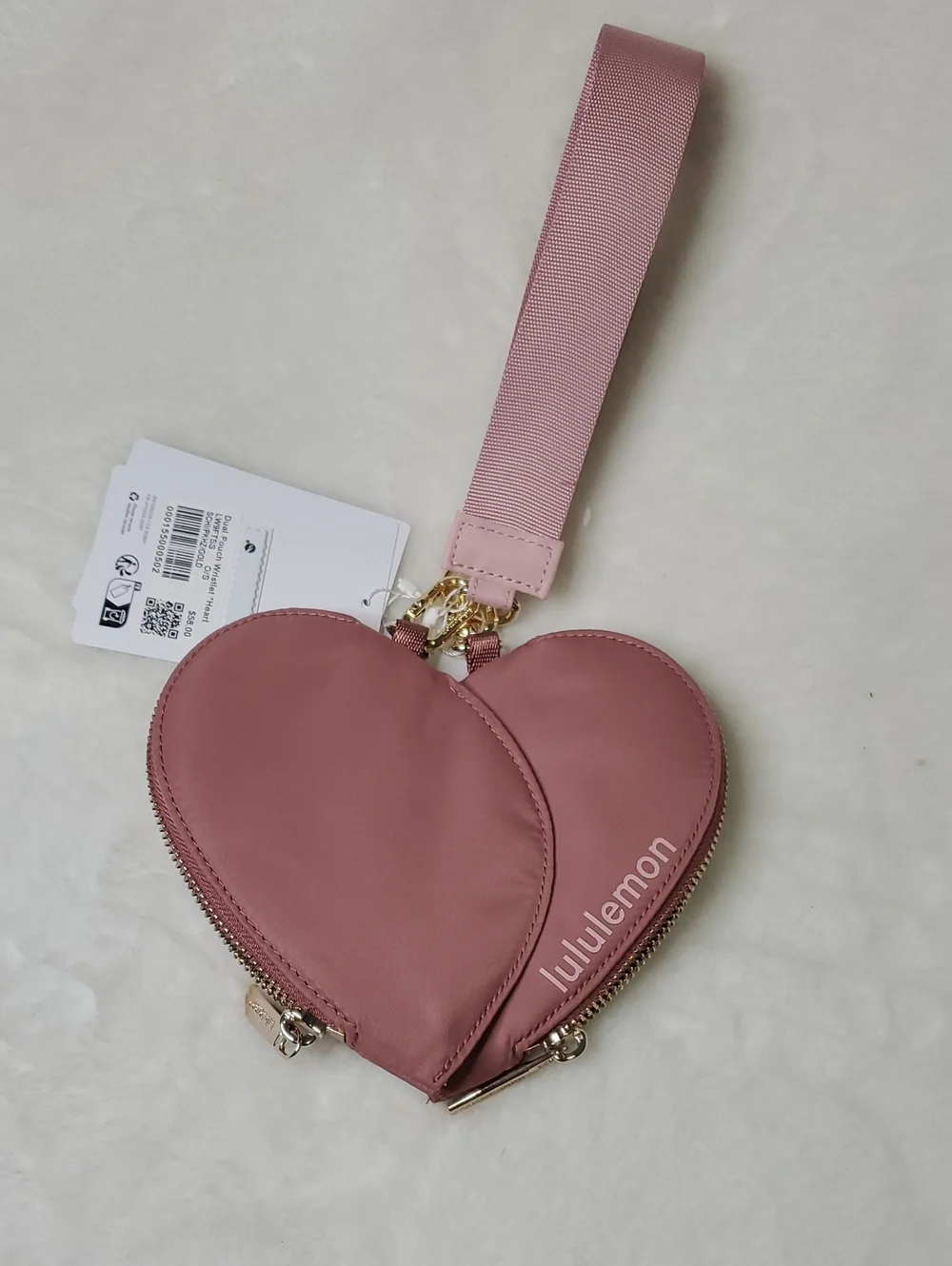 lululemon athletica Dusty Rose Heart Wristlet